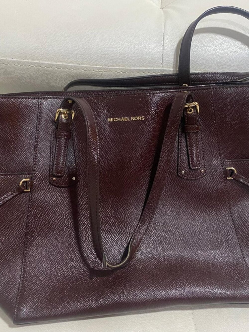 Michael Kors Burgundy Tote Bag – Saffiano Style